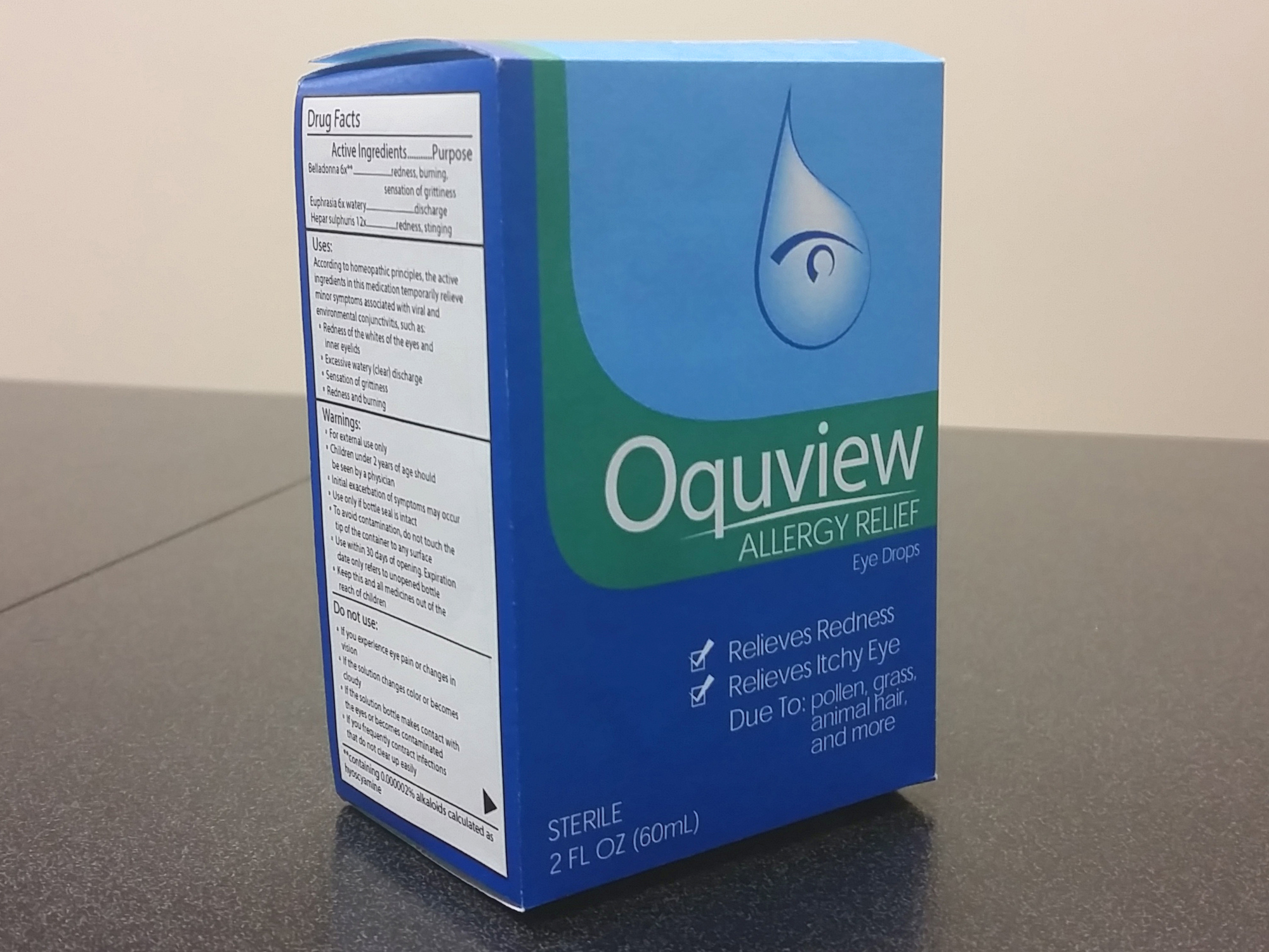 Oquview box, side view